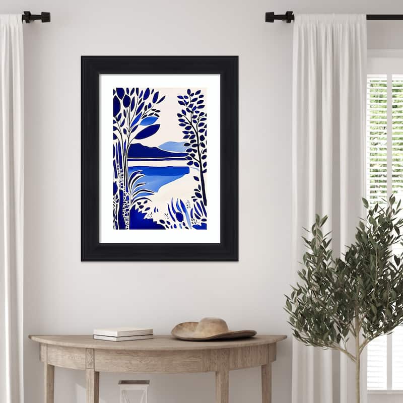Serene in Blue by Tradelink inhouse artist Wood Framed Wall Art Print - Abbey Black