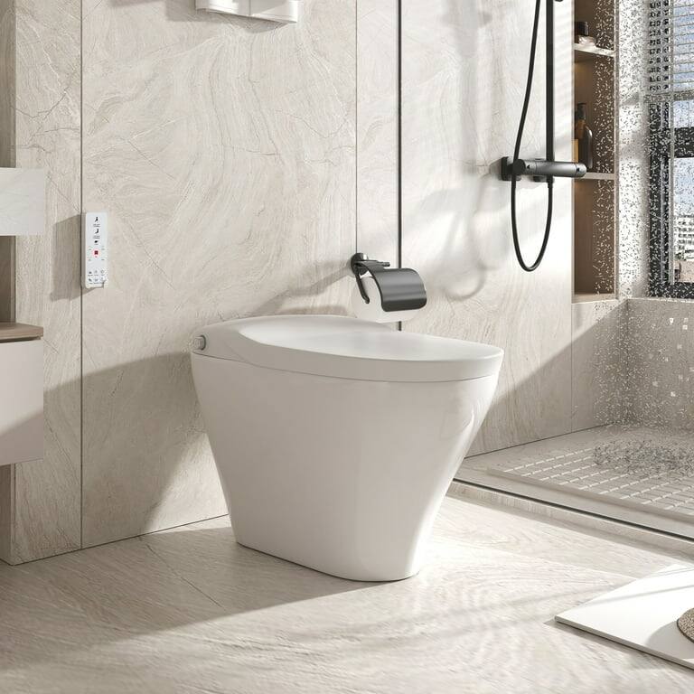 Mixoy Smart Toilet, Multifunction Remote Control Bidet Toilet,One Piece Toilet,Modern Tankless Toilet with Breathing Light