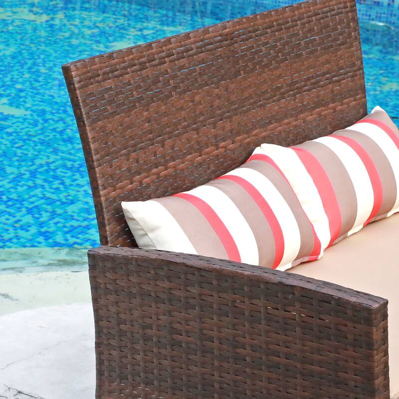 Outdoor Wicker Loveseat with Cushions