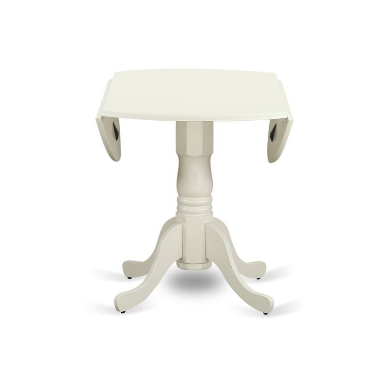 HomeStock 5-Piece Linen White Finish Solid Wood Top Dining table with 4 Chairs with Drop Leaf Slat Back