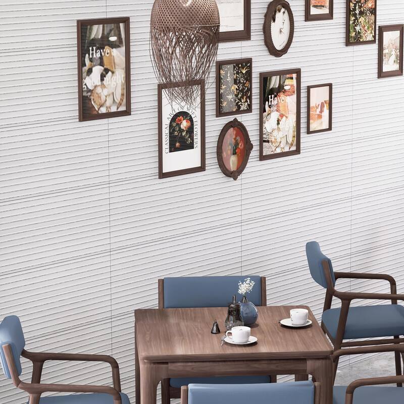 Merola Tile Lumiere Rythme Blanco 11-3/4" x 35-3/8" Ceramic Wall Tile - Pallet (24 Tiles)