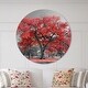 preview thumbnail 9 of 8, Designart 'Big Red Tree on Foggy Day' Oversized Floral Wall CLock