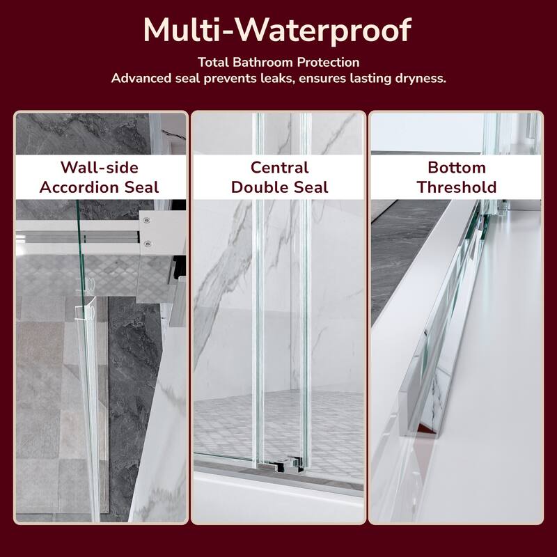 GDFStudio - Modern Minimalist Frameless Double Sliding Shower Door with 3/8" SGCC Tempered Glass & Stainless Steel Hardware