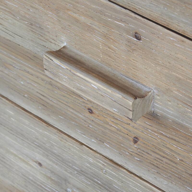 Brown Wood Storage Cabinet 2 Door and 3 Drawer Buffet with Natural Wood Grains