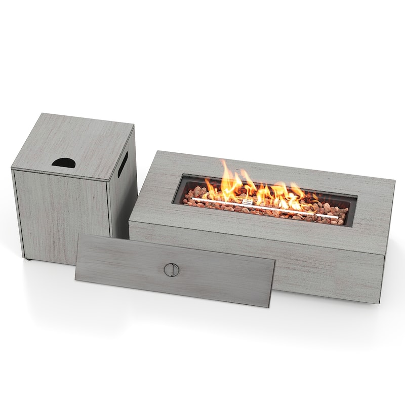 42 Inch 50 000 BTU Outdoor Rectangular Fire Table with Tank Holder - Multi - Multi