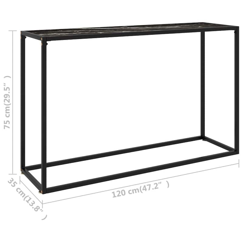 vidaXL Console Table Black 47.2"x13.8"x29.5" Tempered Glass - 47.2" x 13.8" x 29.5"
