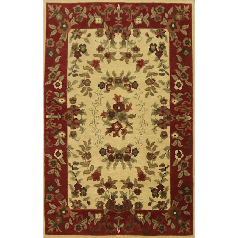 All-Over Floral Handmade Area Rug 6x10 - 10' 0'' X 6' 5''