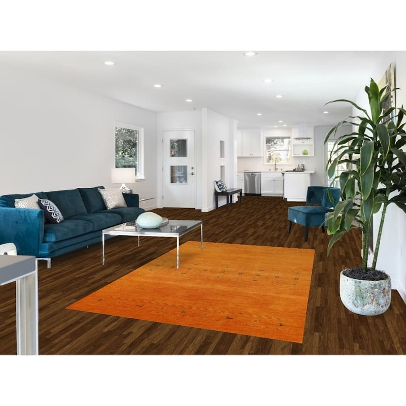 Hand Knotted Oriental 100% Wool Carpet Tribal Tribal Oranges & Rust Gabbeh Area Rug - 7' 7'' X 5' 0''