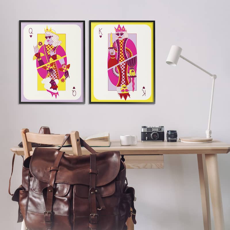 Stupell King & Queen Cards Framed Giclee Art Design By Grace Popp (Set of 2)