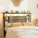 preview thumbnail 63 of 82, Headboards with Storage Shelves, Head Board with Power Outlet and LED Light for Bed Frame Grey Oak - Full