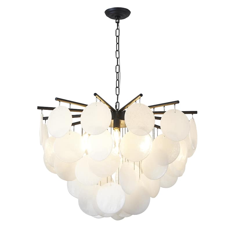 Transitional 7-Light White Petal Glass Chandelier