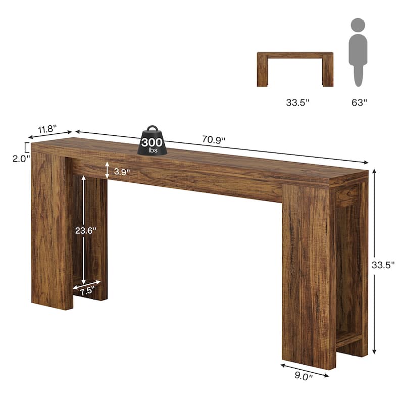 Farmhouse Wood 70.9 Inches Extra Long Console Table for Living Room, Hallway