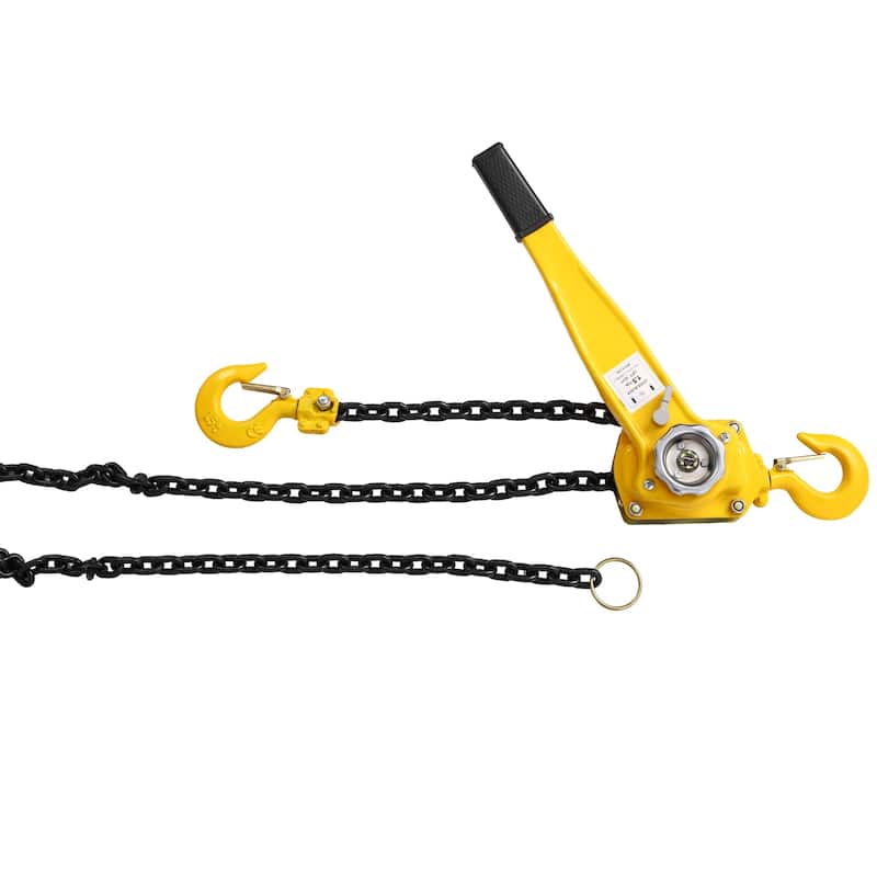 Chain hoist 3300 lbs. Yellow 10 ft. Steel Lever Chain Hoist Log Hook with Heavy Duty Hooks Lift Puller