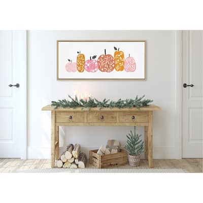 Kate and Laurel Sylvie Crafted Pumpkins Framed Canvas by Duchess Plum