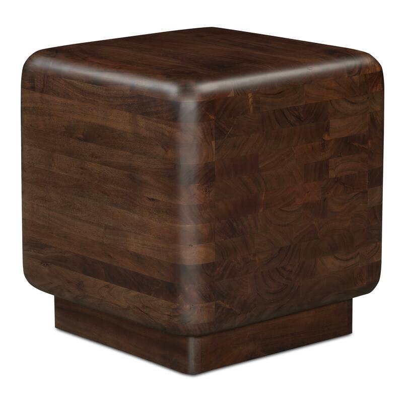 NADAAL STUDIOS Lycia Side Table, Oversized Square Shape in Solid Acacia Wood, Dark Brown