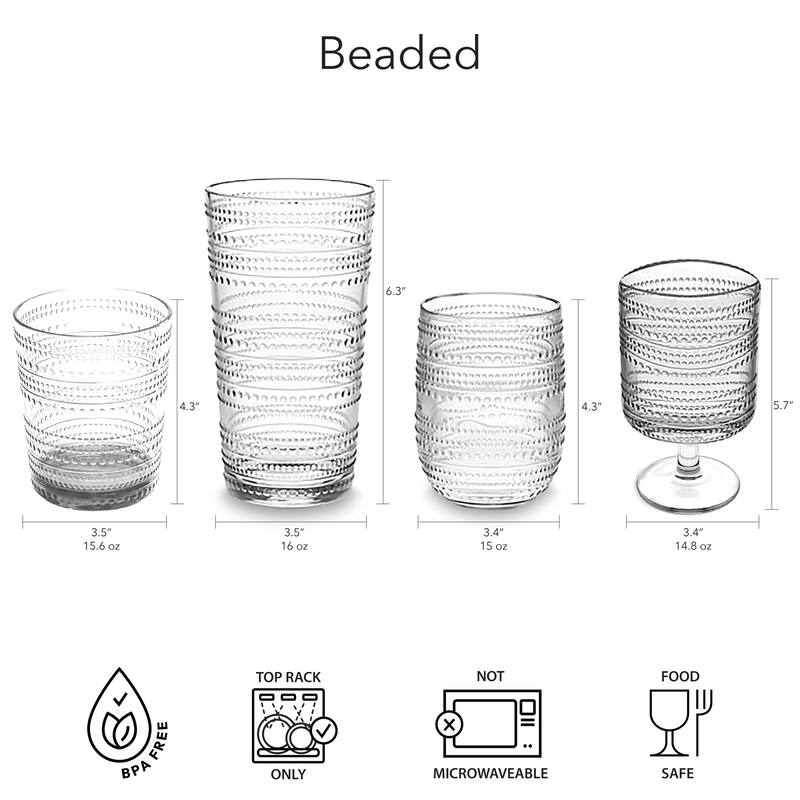 Beaded DOF, Clear, 15.6 oz, Set of 6