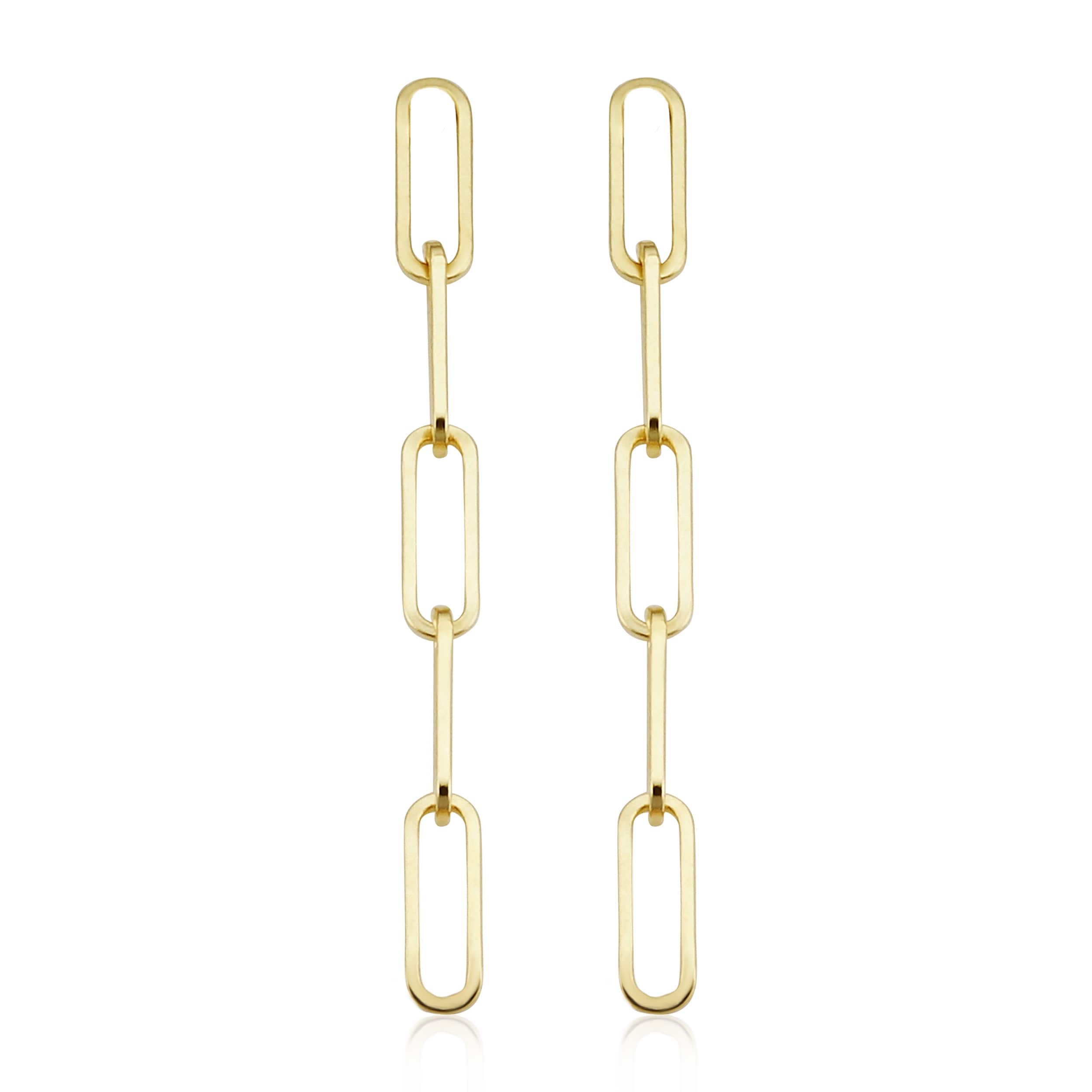 Au Naturale 14k Yellow Gold 3.2 millimeter Paperclip Chain Dangle Earrings