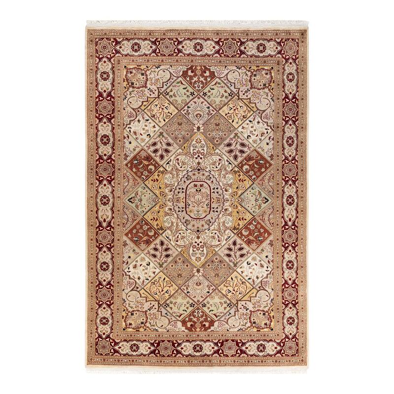 Overton Hand Knotted Wool Traditional Oriental Ivory Area Rug - 6' x 9' - Ivory - 6' x 9'