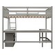 preview thumbnail 11 of 55, Full Size Wooden Loft Bed with Desk and Shelves, Space-Saving Design