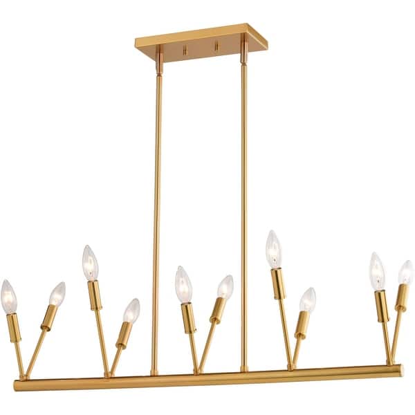 slide 2 of 10, Vaxcel Lighting H0306 Warwick 10 Light 33" Wide Taper Candle Linear Natural Brass