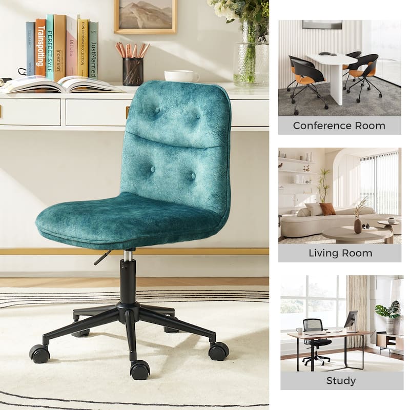 Klaus Upholstered Armless Swivel Task Chair with Tufted Back by HULALA HOME