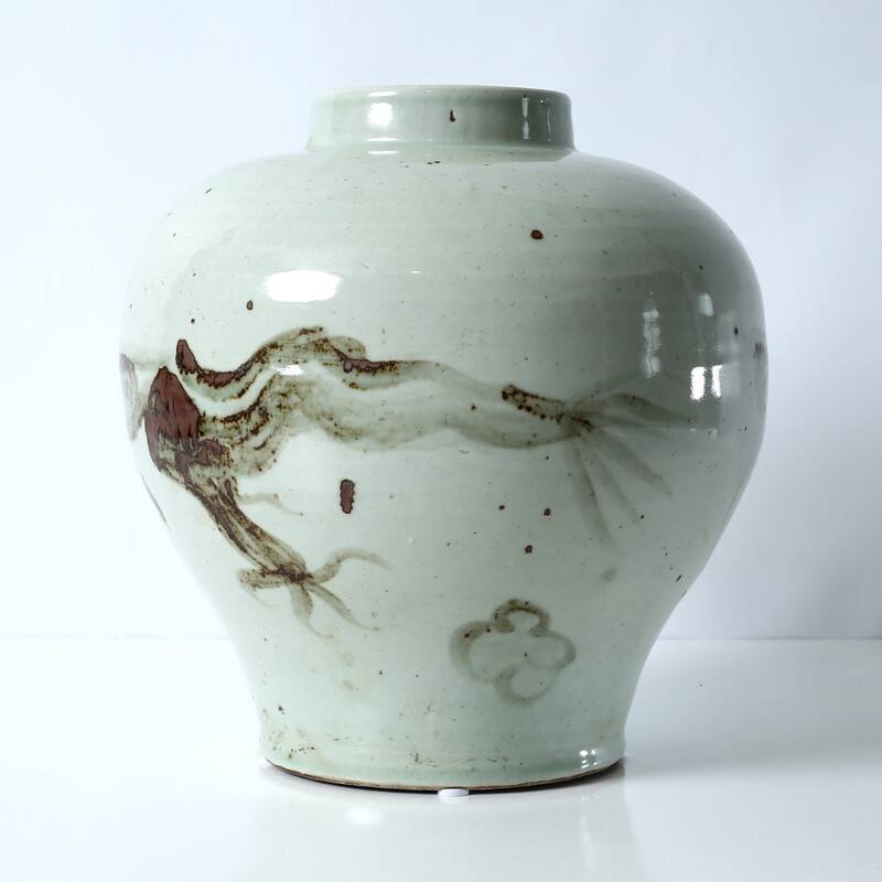 Approx. 13" High Gray and White Vase with Dragon Motif