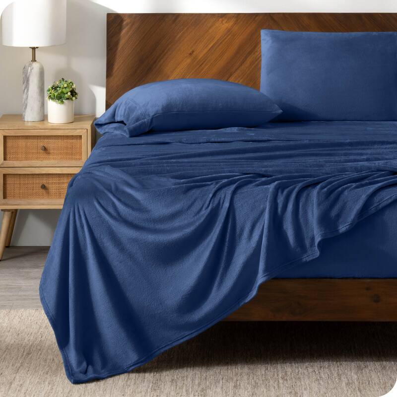 Bare Home Velvety Soft Microplush Sheet Set - Twin - Dark Blue
