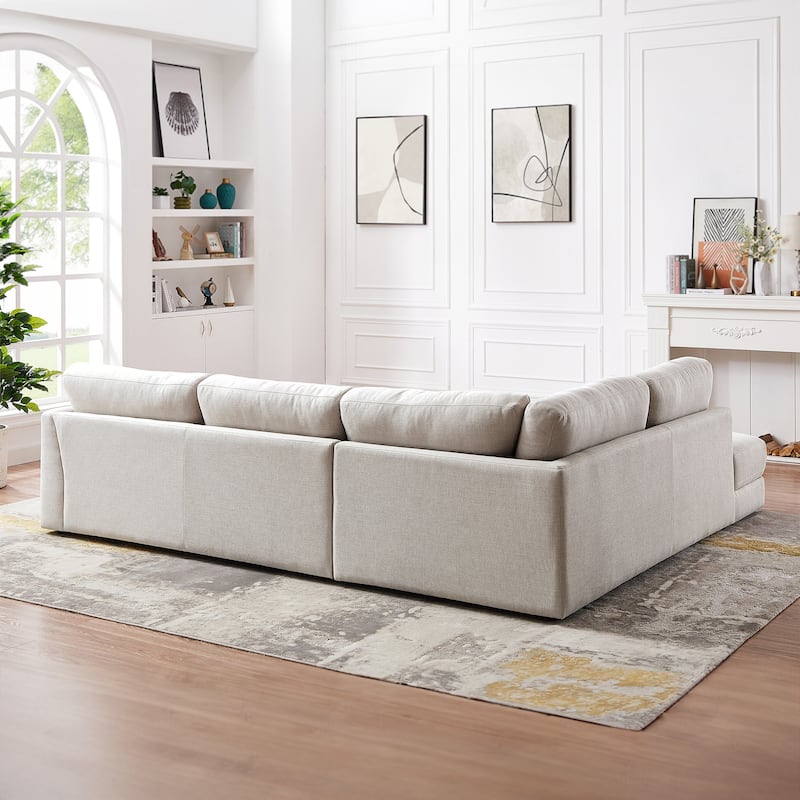 Gloria Mid-century Modern Cozy Sectional Linen Sofa