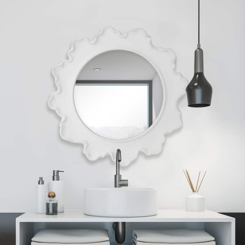 Uttermost Sea Coral White Round Mirror - 33.625"W x 33.625"H x 2.5"D