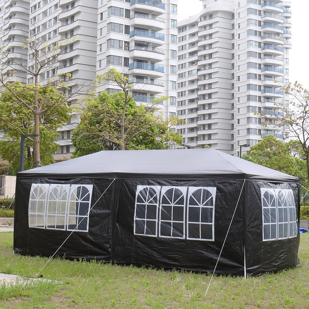 10x10 FT Outdoor Party Tent with 6 Removable Sidewalls Black On