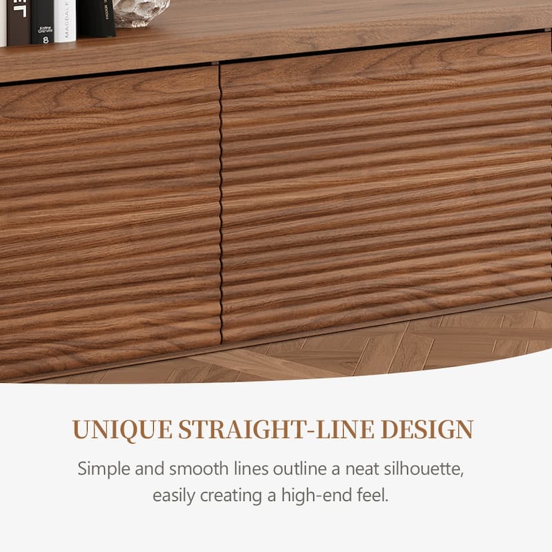 78.74" Modern TV Stands, Natural Wood Texture, Media Console with 4 Drawers