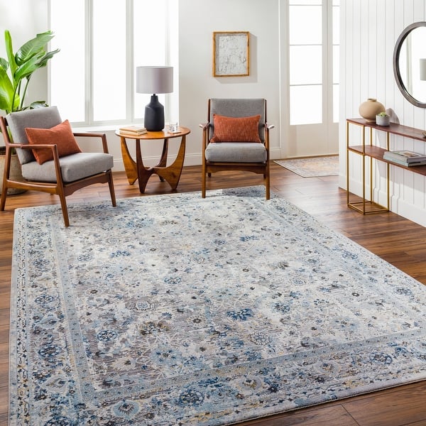 slide 2 of 3, Livabliss Hassler Distressed Floral Area Rug 6' 7" x 6' 7" - Round