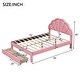 preview thumbnail 18 of 16, Chic Full Size LED Bed with Seashell Headboard and Dual Storage Drawers, White/Pink