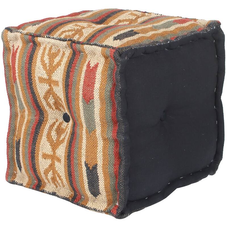 HERAT ORIENTAL Handmade Wool & Jute Upholstered Pouf