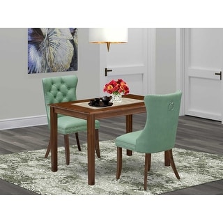 3-Piece Antique Walnut Finish Rectangular Solid Wood Top Dining Table ...