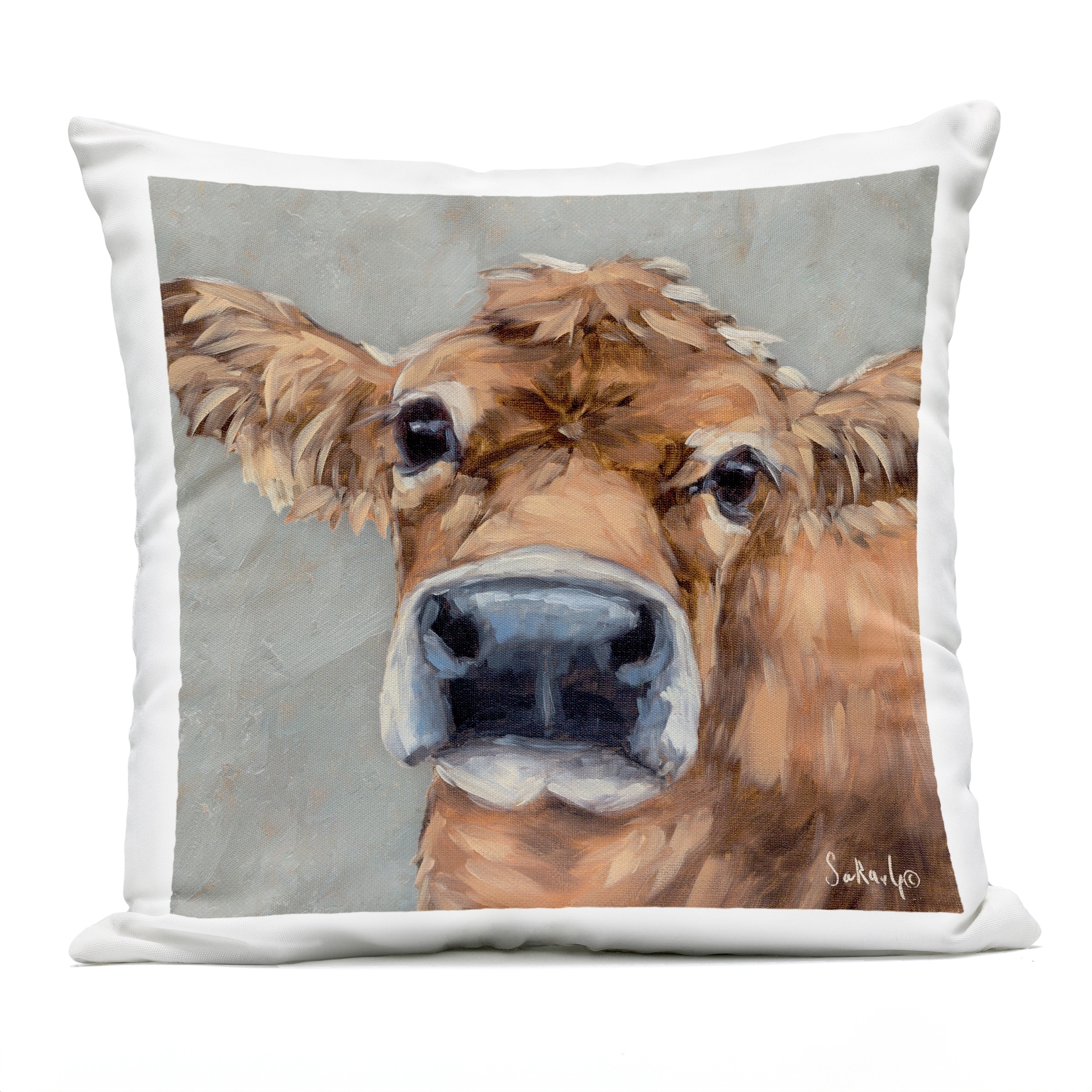 Stupell Freckles The Cow Portrait Printed Outdoor Throw Pillow Design by Sara G. Designs
