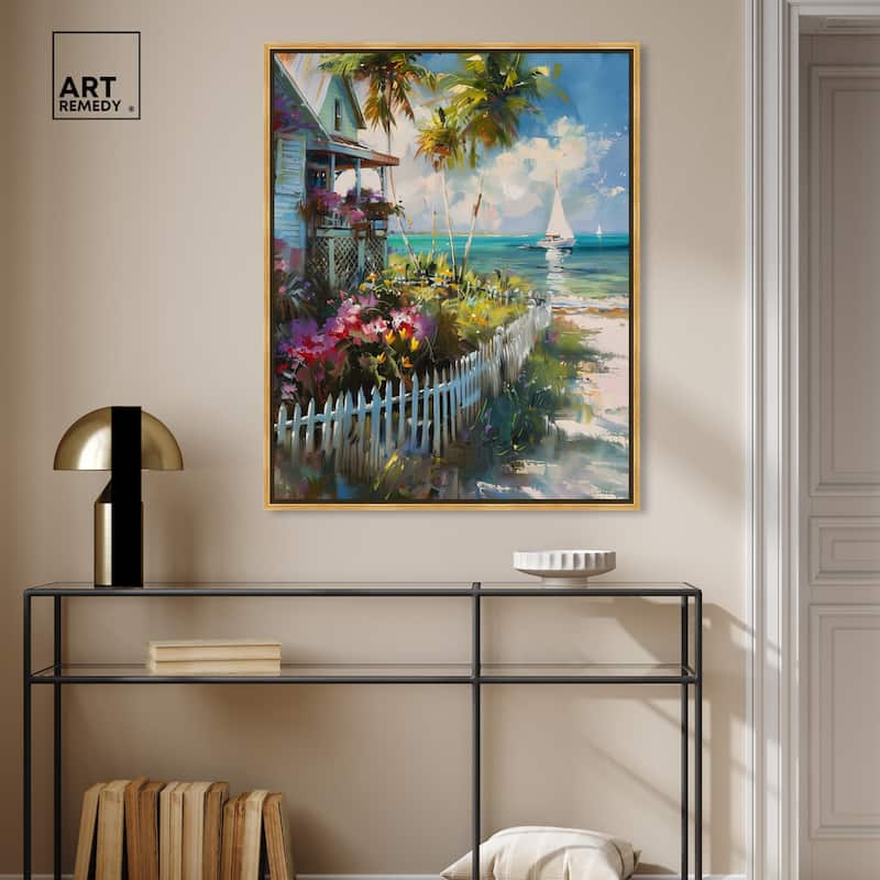 Art Remedy Local Beach House Framed Colorful Coastal 1 Piece Canvas Wall Art