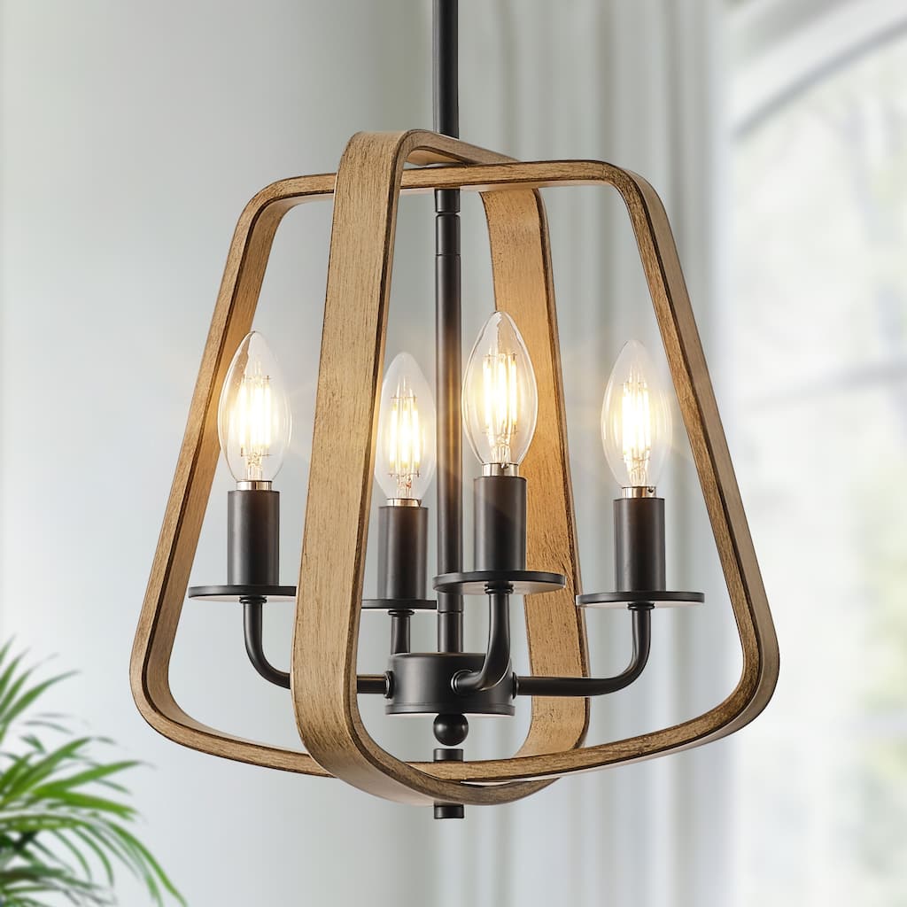 Starsky 4-Light Farmhouse Open Cage Chandelier for dining room, kitchen island or entryway