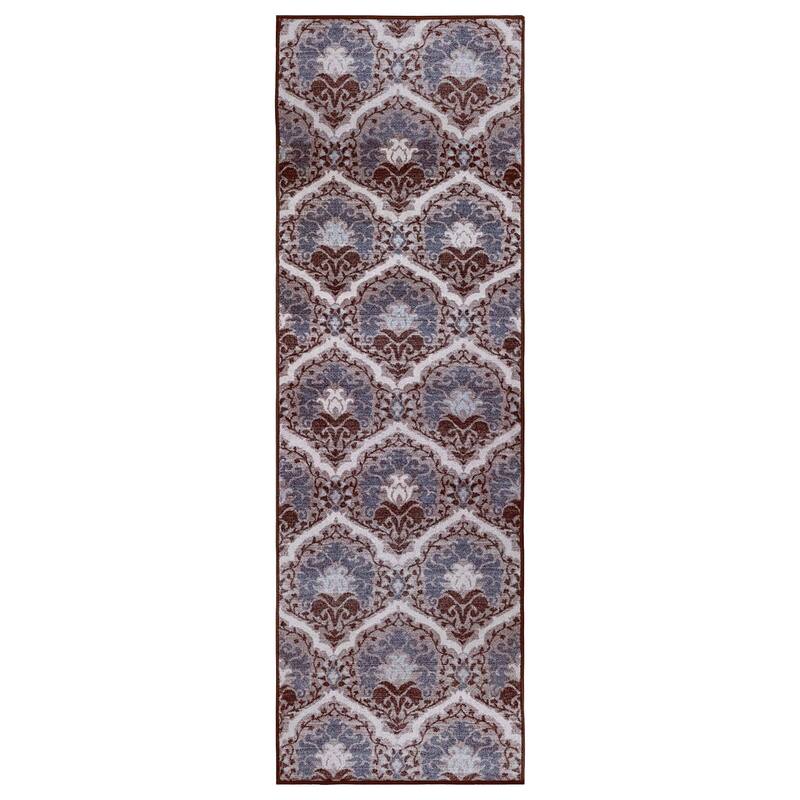 Superior Chloe Floral Damask Non-Slip Washable Indoor Runner or Area Rug