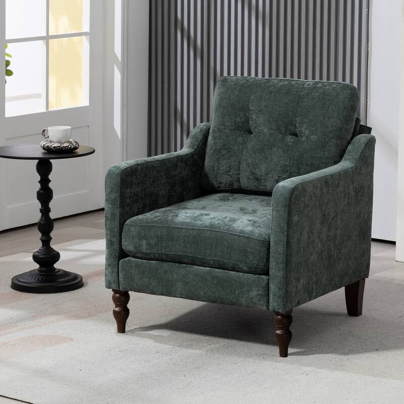 Retro Chenille Accent Sofa Chair with USB Charging Port - Green