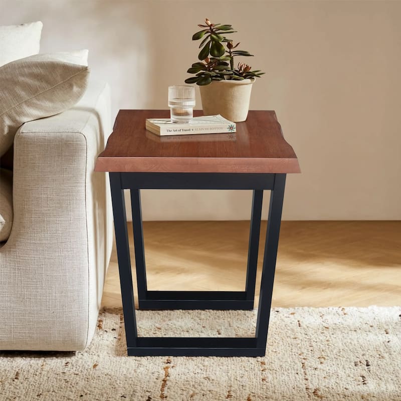 Live Edge Solid Wood End Table, Unfinished