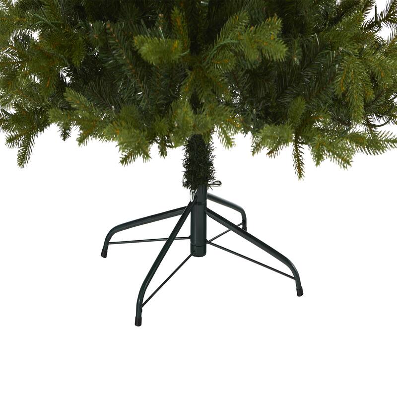 7’ Pre-Lit Belgium Fir Artificial Christmas Tree, Warm Clear LED Lights - 7 Foot
