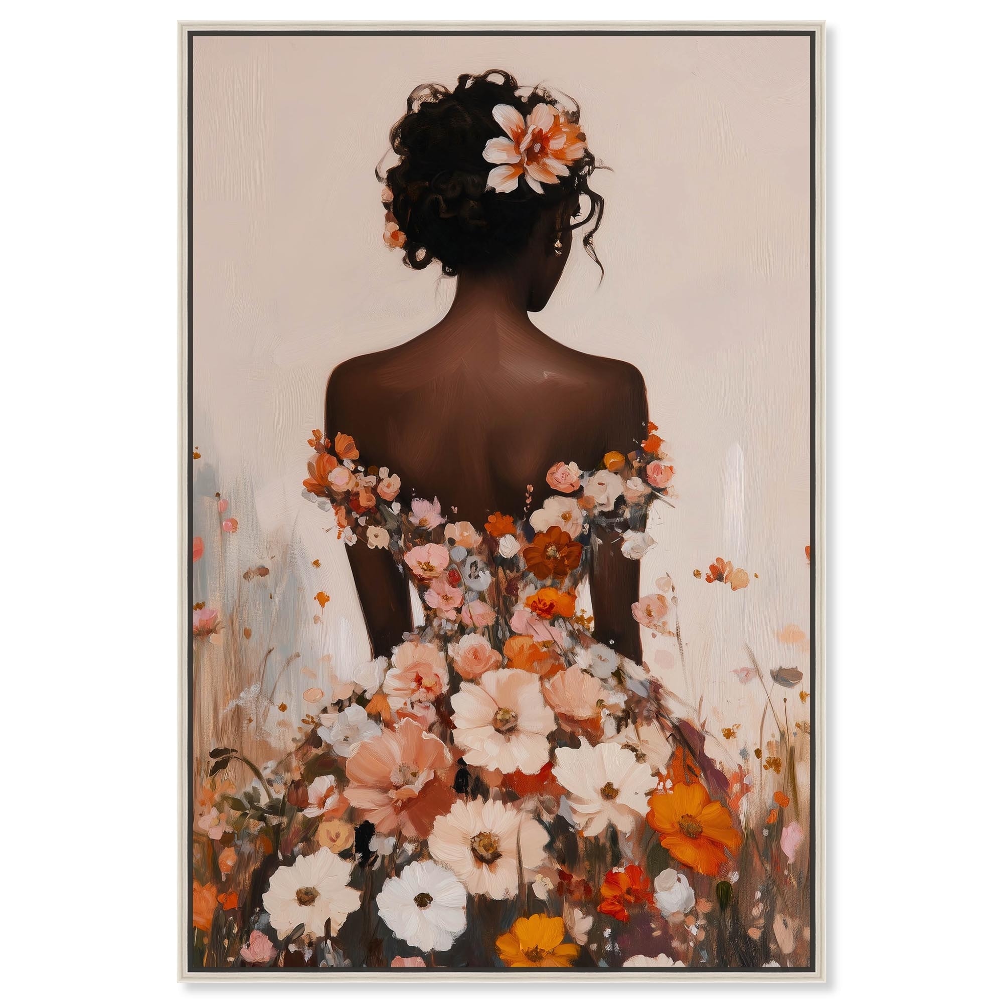 Autumn Bloom Dress Fashion Decor Framed Canvas Print by Art Remedy