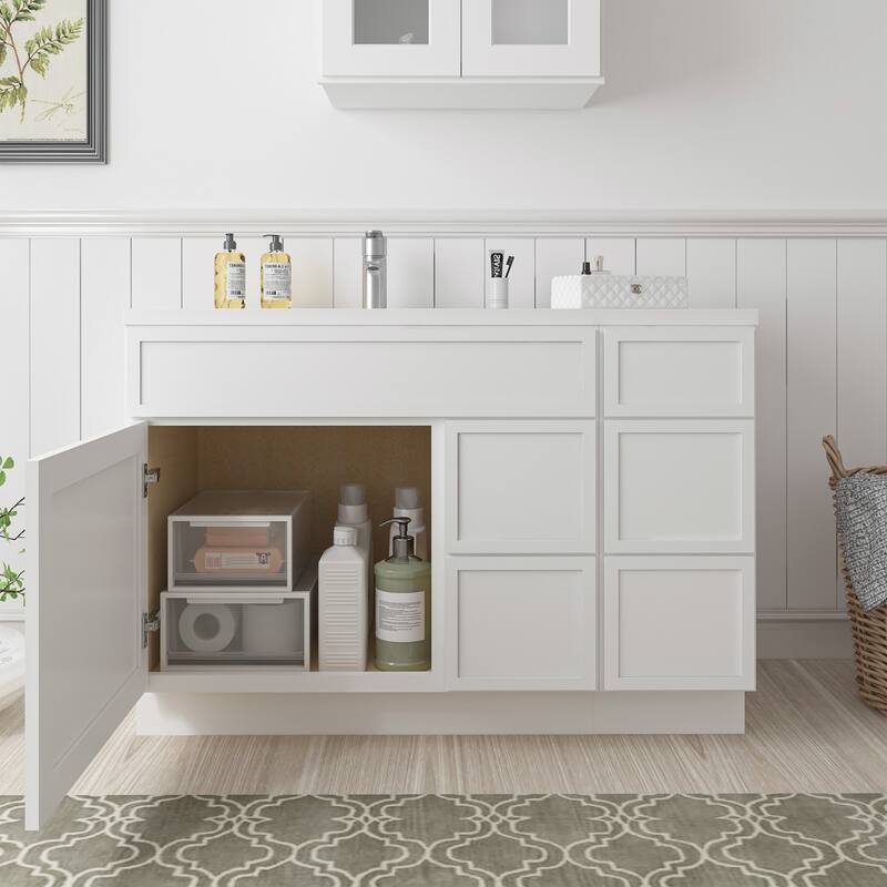 Vanity Art 48" Birch Freestanding Bathroom Vanity Cabinet without Top