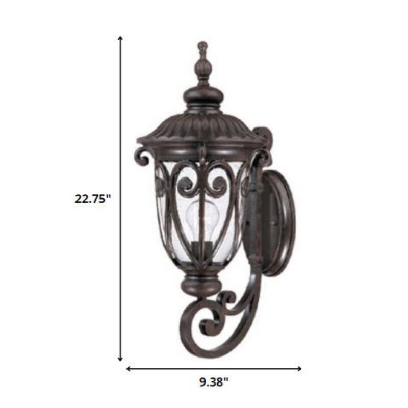 Outdoor Wall Light Fixture with Clear Seeded Glass Shade Hardwired Aluminum Sconce A19 Bulb Compatible - 22.75" H x 9.38" W