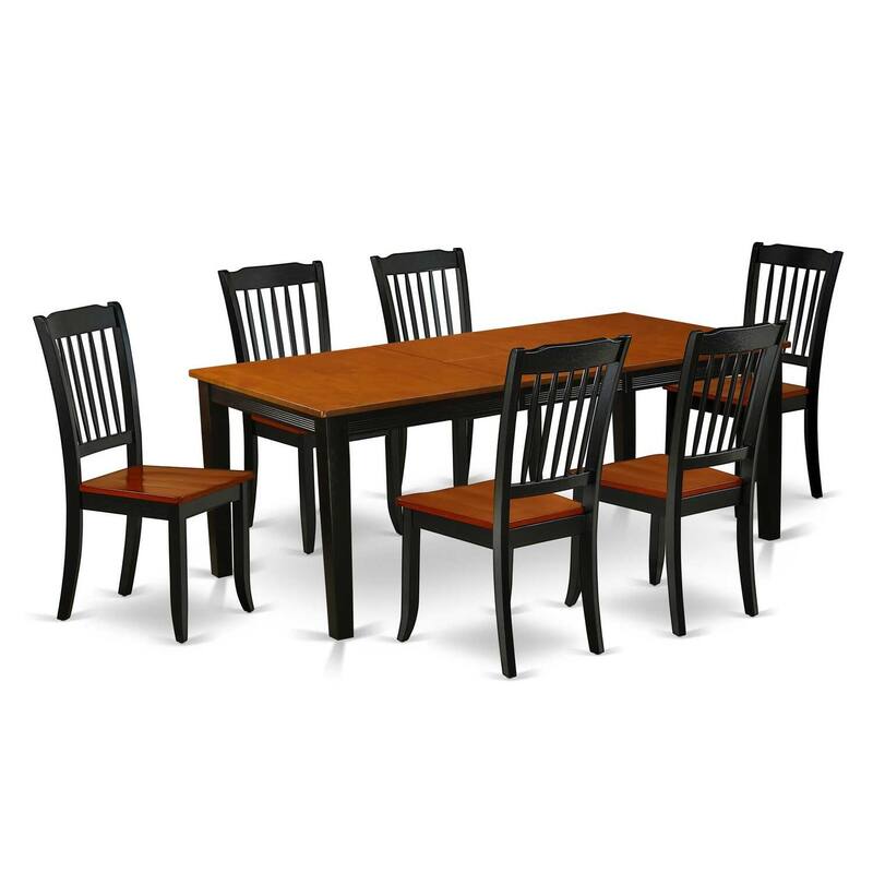 Victorian Dining Set 7 Piece - Table & 6 Chairs - Elegant Rectangle Table with Butterfly Leaf - Black Cherry Finish