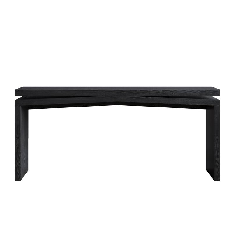 65-Inch Solid Wood Veneer Console Table, Long Farmhouse Entryway Sofa Table for Living Room, Hallway, Behind Couch