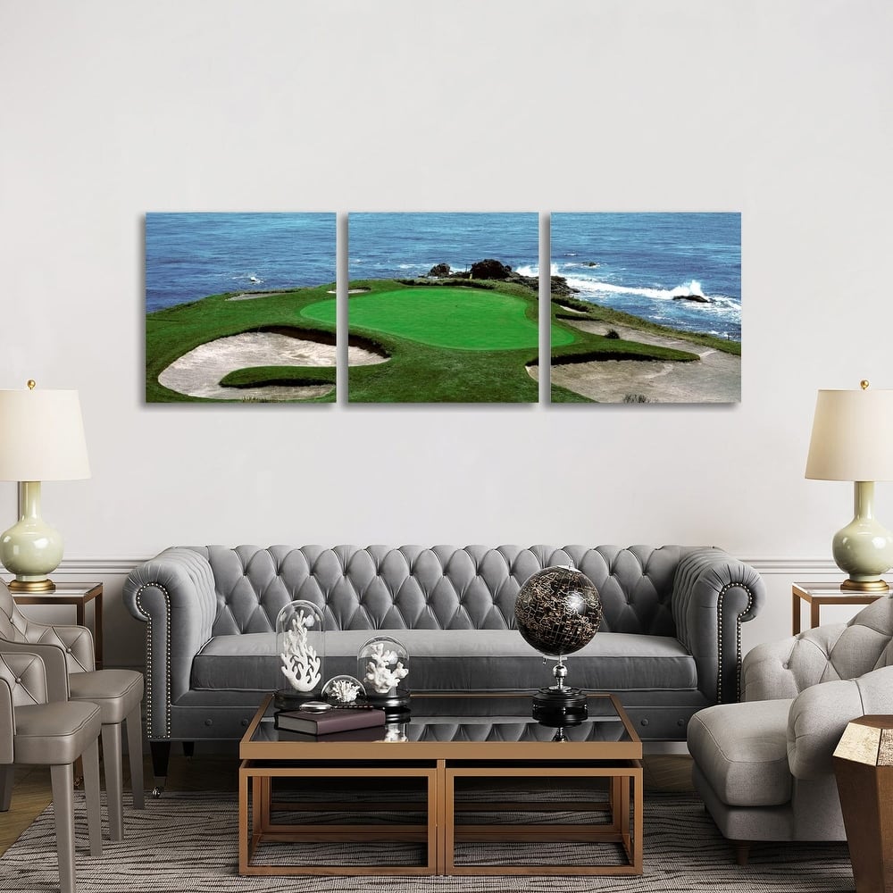iCanvas "Pebble Beach Golf Course 8th Green Carmel CA" by Panoramic Images 3-Piece Canvas Wall Art Set