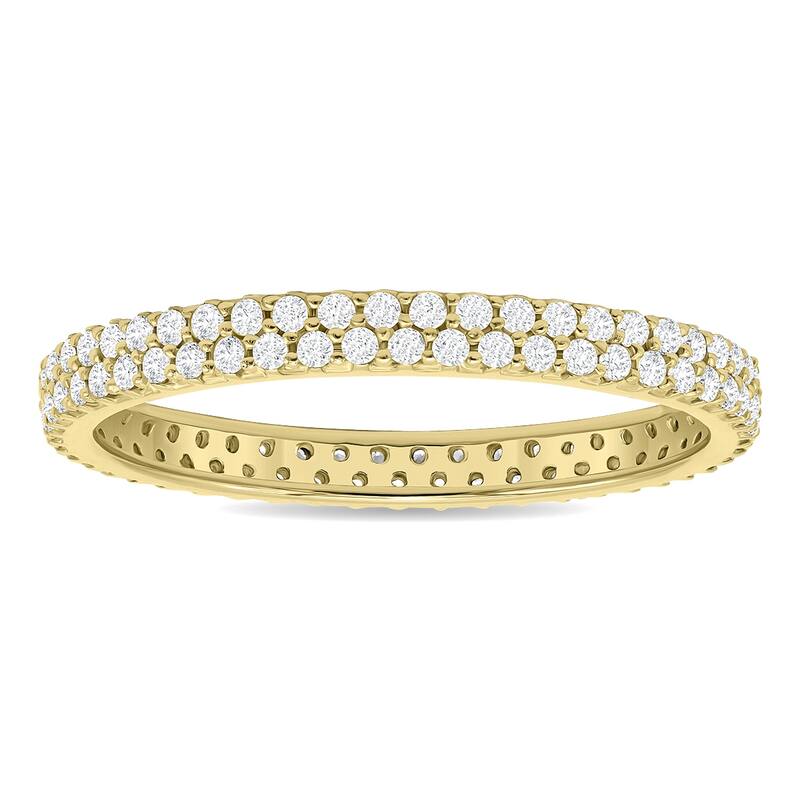 1/2 Carat TW Double Row Diamond Eternity Band in 10K Yellow Gold