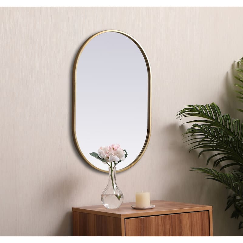 Indigo Home Metal Frame Oval Mirror 20x30 Inch